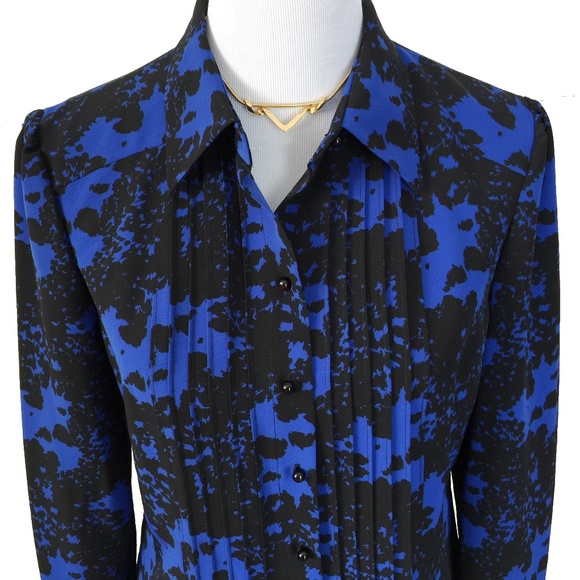 Peck & Peck Tops - Peck & Peck Blue Black Button Down Blouse Sz 8